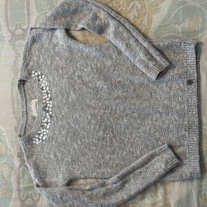 Girls Size M Abercrombie & Fitch Gray Sweater with Jewel Neckline